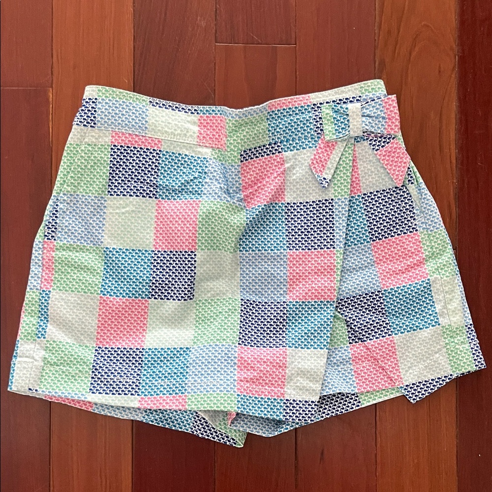 Vineyard Vines Kids Pastel Checkered Whale Skorts